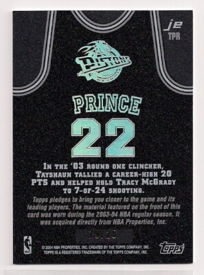 03-04 TAYSHAUN PRINCE TOPPS JERSEY BLACK #d/25 KENTUCKY WILDCATS