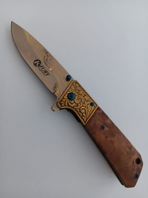 KFURY folding knife, 440 Stainless Steel Folding Blade hunting knives,Easy Carry