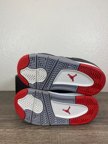 NEW Jordan 4 Retro Toddlers Black Bred Reimagined Sneakers BQ7670-006 Size 8C - Picture 3 of 5