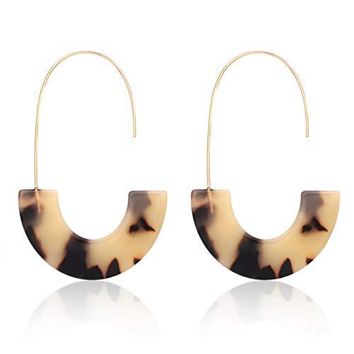 Stylish Acrylic Tortoise Hoop Earrings with Leopard Resin Drop Design-image
