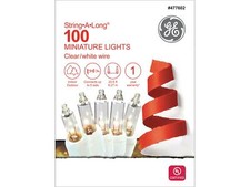 NEW GE String A Long 100 ct Mini Lights - Clear/White - Free Shipping