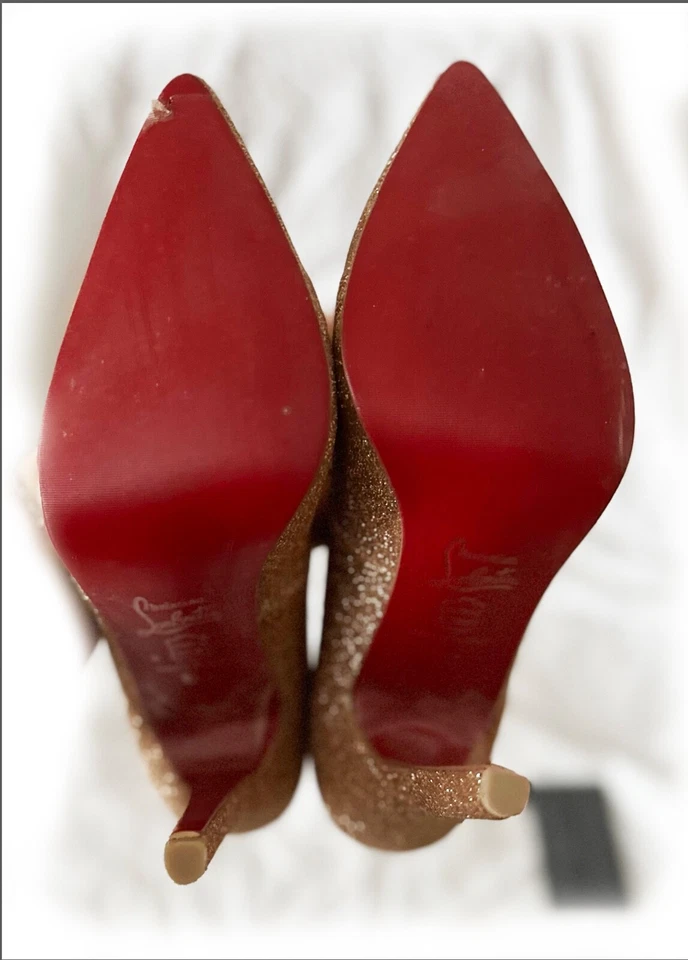 Original Christian Louboutin Pigalle Pumps mit Glitzer gold 37 – Jahrgang 2010 - Bild 4 von 4