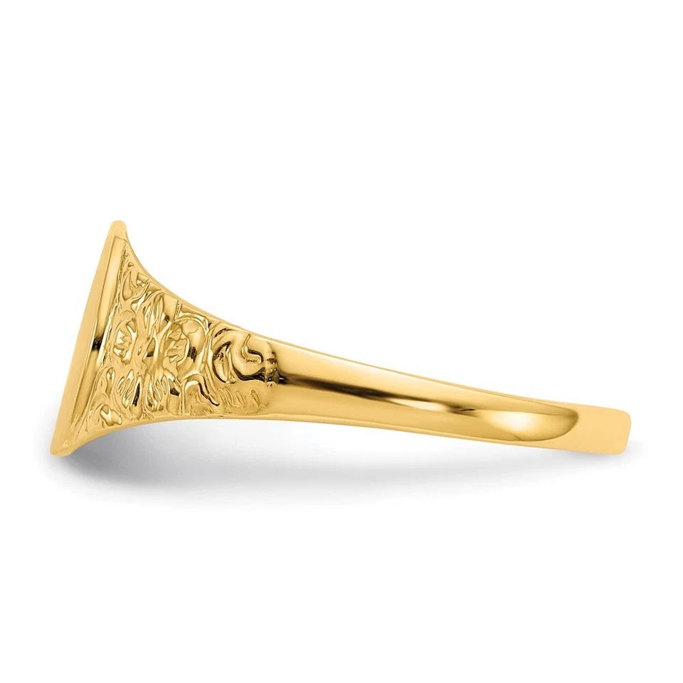 Кольцо-печатка из желтого золота 14 карат 8,0x7,0 мм с закрытой задней частью женское размер 6 - Изображение 3 из 4