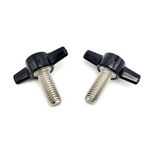 3/8" x 1" Thumb Screw T Bolts Black Tee Wing Clamping Knob Stainless Pack of 2