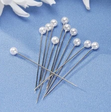144 WHITE 2" ROUND PEARL 6MM HEAD CORSAGE BOUQUET BOUTONNIERE PINS