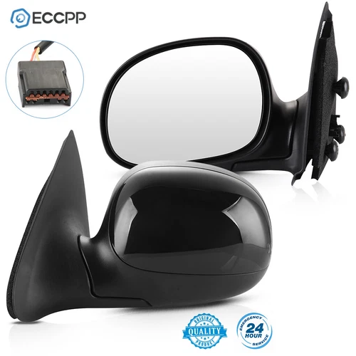 Power Mirrors Pair Set For 1997-2004 Ford F150 Manual Fold Black