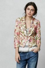 Anthropopologie Leifsdottir Womens Jacket Size 6 Ayora Metallic Floral