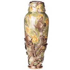 Porzellanvase Vase aus Porzellan und Bronze im Antik Stil mit Fischen