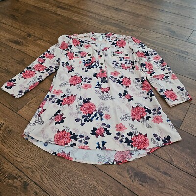 Matilda Jane Peach Floral Ruffle Livery Millie Top Cottagecore Blouse Women s XS