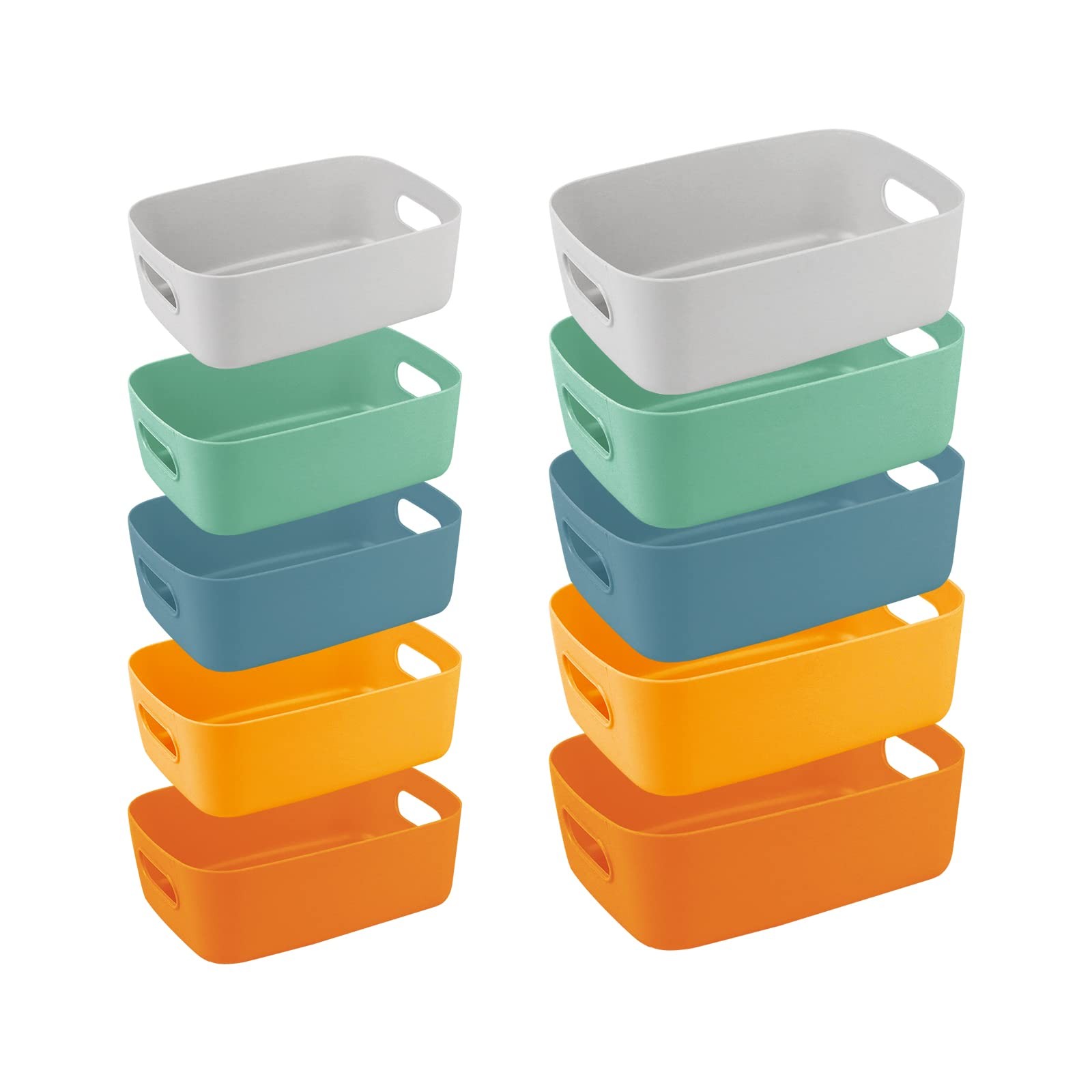 Boîtes de rangement plastique colorées paniers bacs de tri pour étagère et bureau