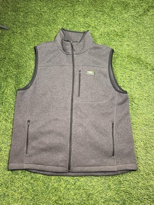 LL BEAN Vest Mens L Mountain Classic Fleece Full Zip Mock Neck Sleeveless Gray