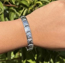 Y2k retro silver tone Mickey head 9mm Italian modular charm bracelet 18 Links