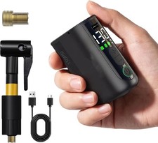 Electric Bike Pump with Gauge, 130 PSI Fast Inflate, Mini Bicycle Pump