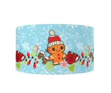 1 inch 1 yard Christmas Gingerbread man Snowflake Grosgrain Ribbon 1087422