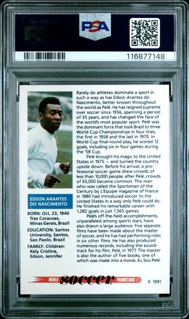 1991 Soccer Shots PELE English PROMO PSA 7 new york cosmos santos fc world cup view 2