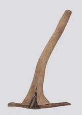 ANIQUE INUIT BONE PICK W. LEATHER LASHINGS -5 1/2" LONG HEAD - 8 1/2" LONG SHAFT