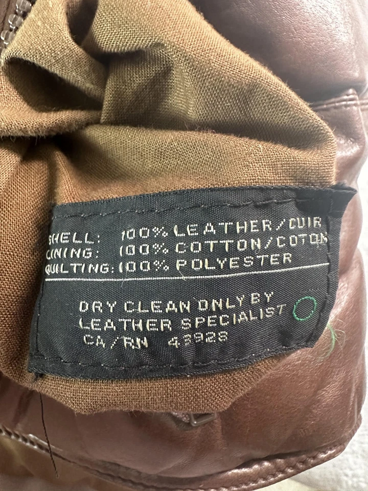 VTG Henry Grethel Equipment Vest Small Brown Leather Puffer Quilted Reversible - Image 4 of 4