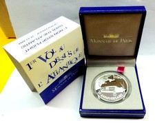 RARE 2002 FRANCE 1.5 EURO SILVER COIN  1ST SOLO ATLANTIC FLIGHT  PROOF