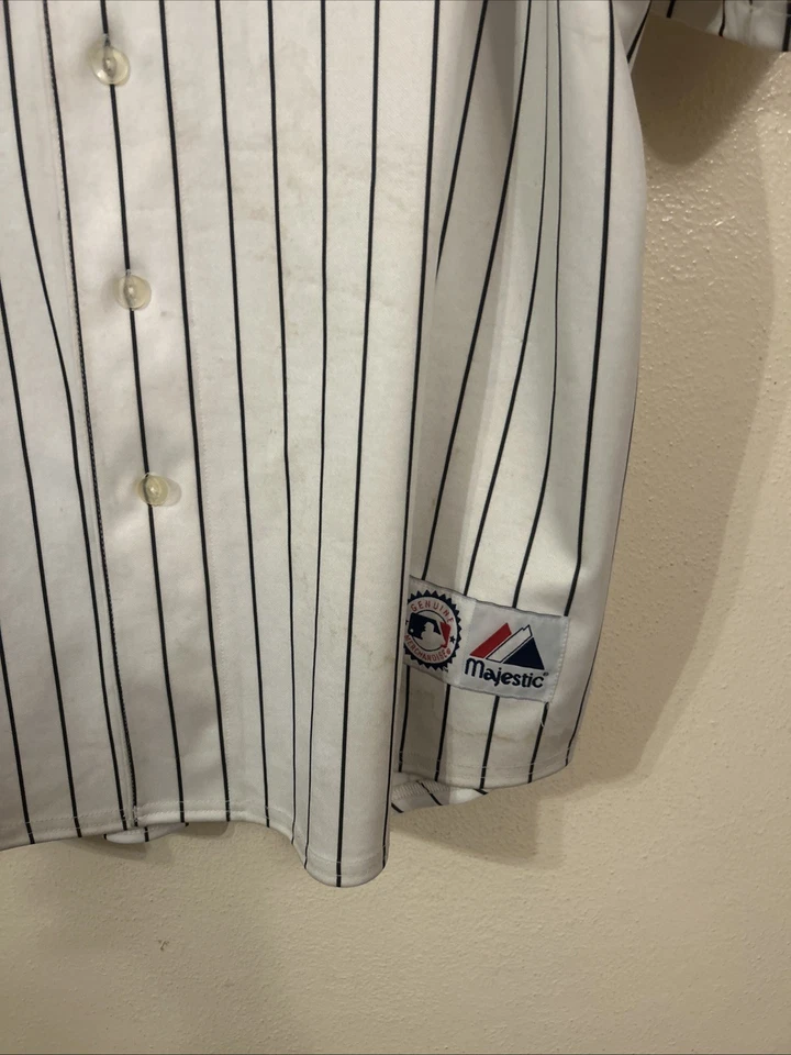 Vintage MLB Houston Astros Majestic Baseball Jersey Men's XXL White Pin Stripe - Image 3 of 4