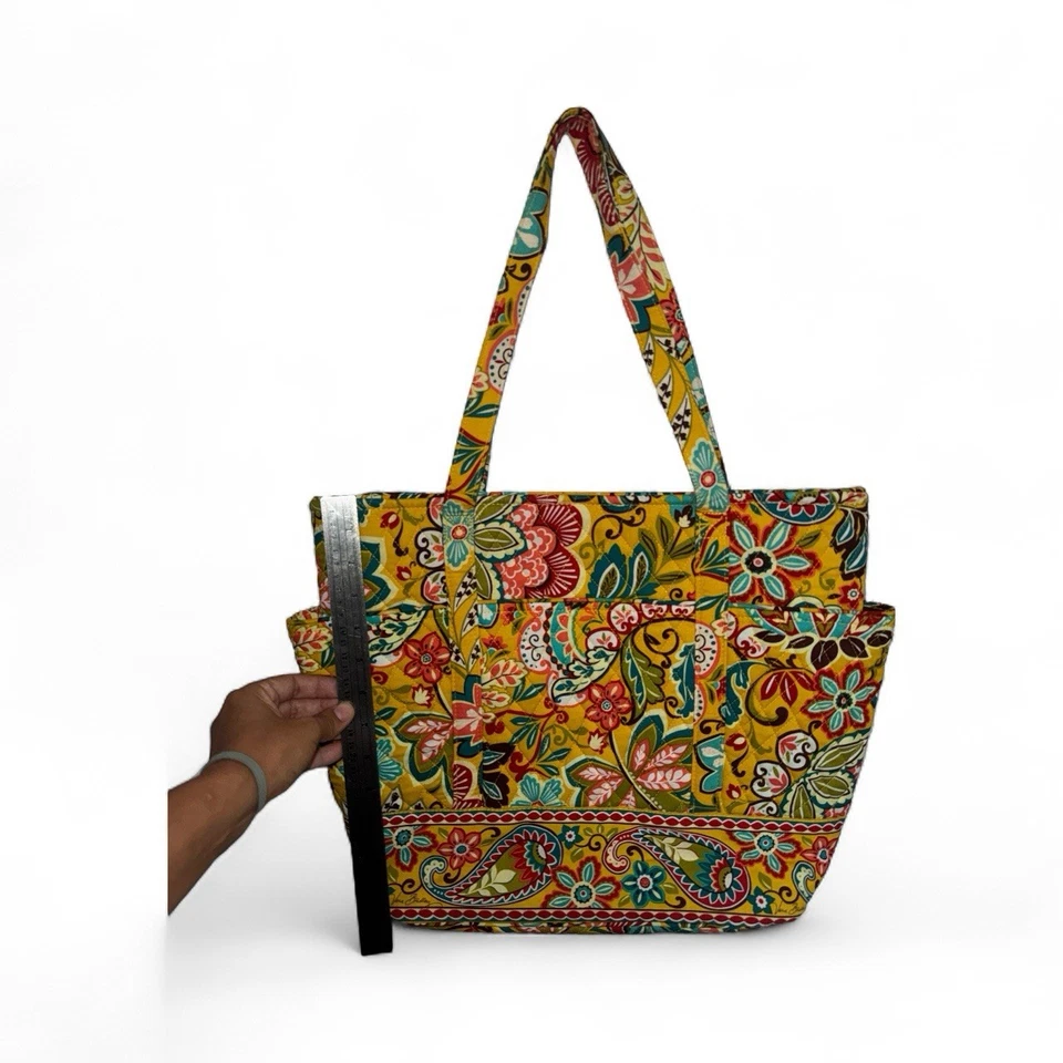 Vera Bradley Original Zip Tote Bag yellow Orange Provencal Quilted - Image 4 of 4
