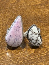 Beautiful, Sterling Silver PLATED Rings. Wild Horse Jasper  Light Purple Stone.
