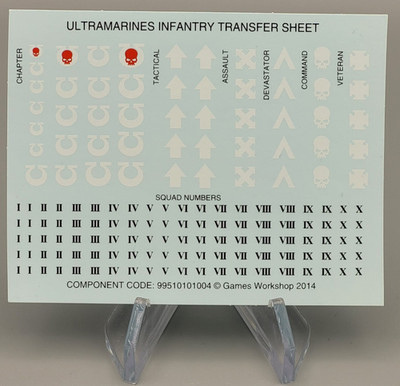 Warhammer Citadel Abziehbilder: Ultramarines - Infantry TRANSFER SHEET ( 2014 )