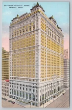 Vintage Linen Postcard Book-Cadillac Hotel Detroit Michigan 1930s