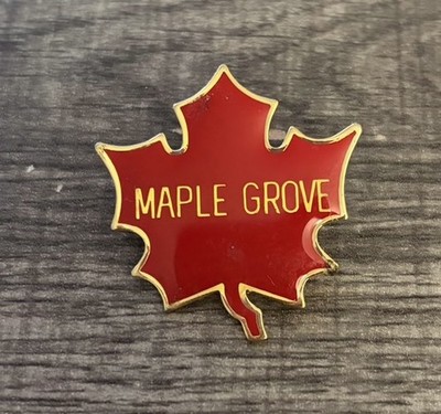 Maple Grove Minnesota MN Red Maple Leaf Shape gold tone Lapel Pin