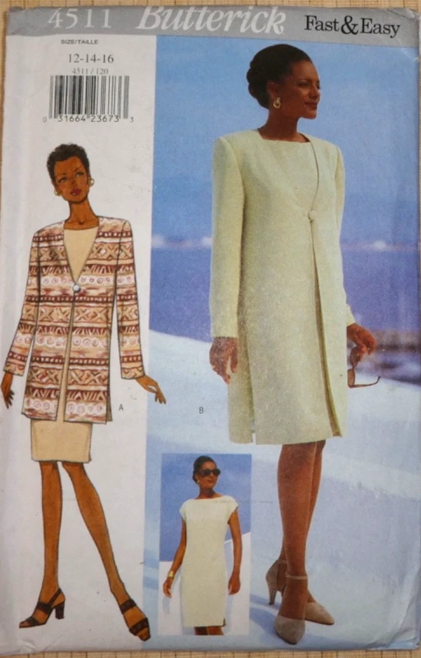 Butterick Pattern - Jacket & Dress #4511 Sz 12-16. UNCUT - image 2 of 4