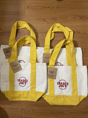 Trader Joe's Mini Canvas Tote Bag Set of 4 Yellow Bags