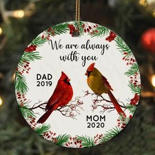 Cardinals Memorial We Are Always With You Christmas Ornament Ceramic 1 Side Gift