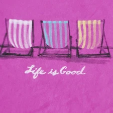 Life Is Good Shirt Womens Large Pink Crusher Tee Beach Chairs Graphic Cotton