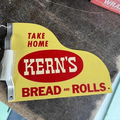 Original 1960s Vintage Kerns Bread Door Sign with Handle