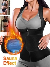 Womens Sauna Sweat Shirt Athletic Tee Compression Tank Sauna Vest Waist Trainer