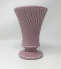 McCoy Vintage Mauve Swirl Vase 6 Inches Tall USA Pottery Footed Purple