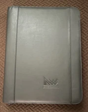 LEEDS Zippered Black Portfolio Faux Leather/Nylon Binder Notebook