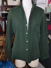 Frank Eileen Triple Fleece Terry Sweatshirt Button up Eileen SML Forest Green