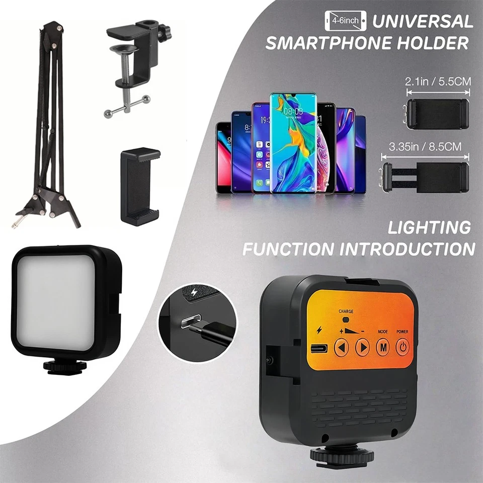 Suporte para celular braço articulado suporte para celular com luz LED EUA - Imagem 2 de 4