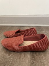 Birdies The Starling Raffia Loafer Flats Size 7.5 Red Rust Orange Slip On Shoes