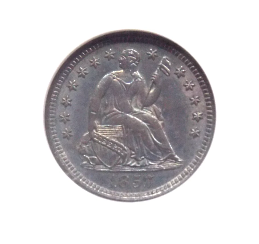 1857 "O" Seated Liberty SILVER Half Dime H10 NGC MS64 #012 Unc BU *FATTY* ECC&C - Image 2 of 4