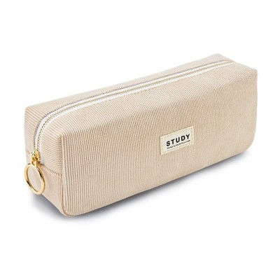 KALIDI Federmäppchen Beige Cordstoff mit Reißverschluss 20,5x6x8,5 cm 1 Stück