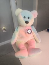 Ty Beanie Babies B.B. Peluche ours anniversaire ours pastel fèves 1999 retraité