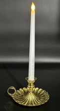 Vintage solid brass scalloped candle holder Finger Holder new old stock 1960s
