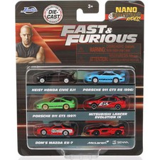 JADA36578 Fast & Furious Nano Tamaño Mini Coche Juego de 6 PACK-C [Mini Coche]
