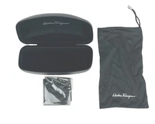 SALVATORE FERRAGAMO BLACK CASE & POUCH & CLOTH AUTHENTIC EYEGLASS Case Only