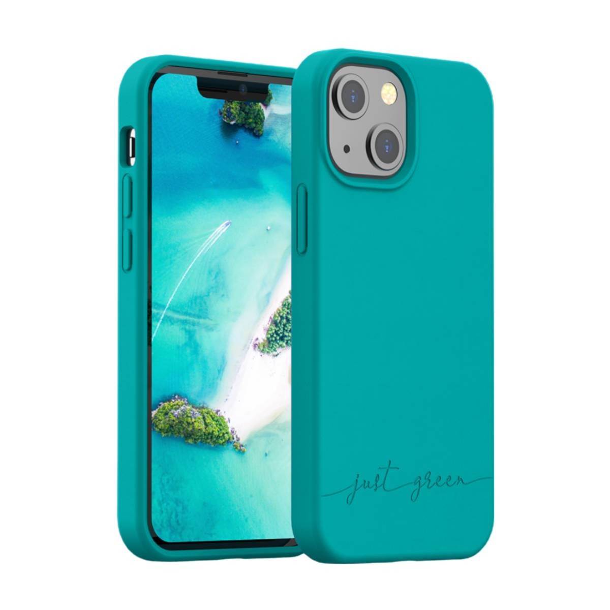 Coque iPhone 13 Mini antichoc Just Green Natura lavable et durable