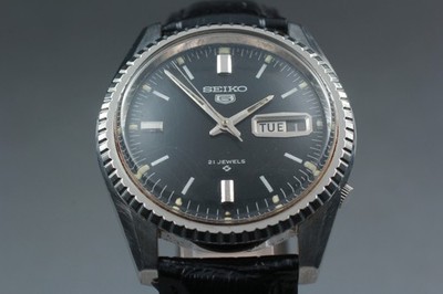 Vintage 1968 [EXC+5] SEIKO 5 Five 6119-8030 Automatic Black 36mm Herrenuhr