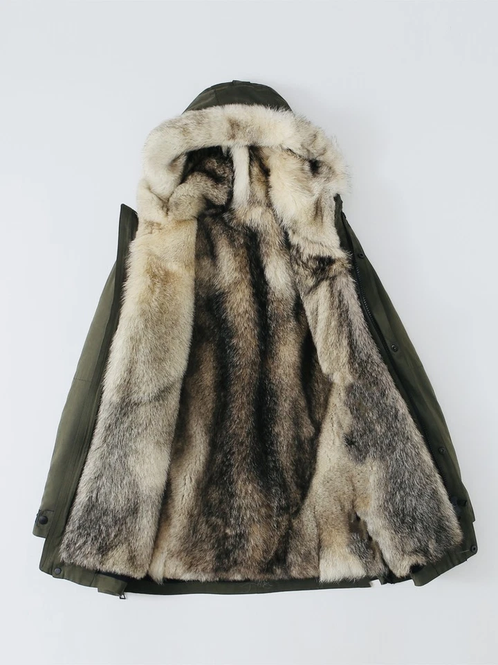 Mens 2026 Parka Suit Jackets Winter Mid Length Real Fur Lining Thick Fur Jacket - Image 3 of 4