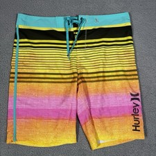 Hurley Phantom Board Shorts Mens 38 Drawstring Quick Dry Swim Multi Color Trunks