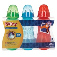 Baby Bottles 10 oz 3 Pack Non Drip Vari Flo Anti Colic Nuby Standard